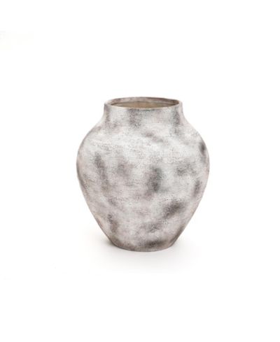 LuxenHome Rustic with Weathered Finish 12.4-Inch Tall Stoneware Vase for Farmhouse Decor