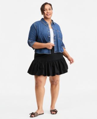 On 34th Trendy Plus Size High-Rise Drop-Waist Bubble-Hem Skirt, Macy's Exclusive