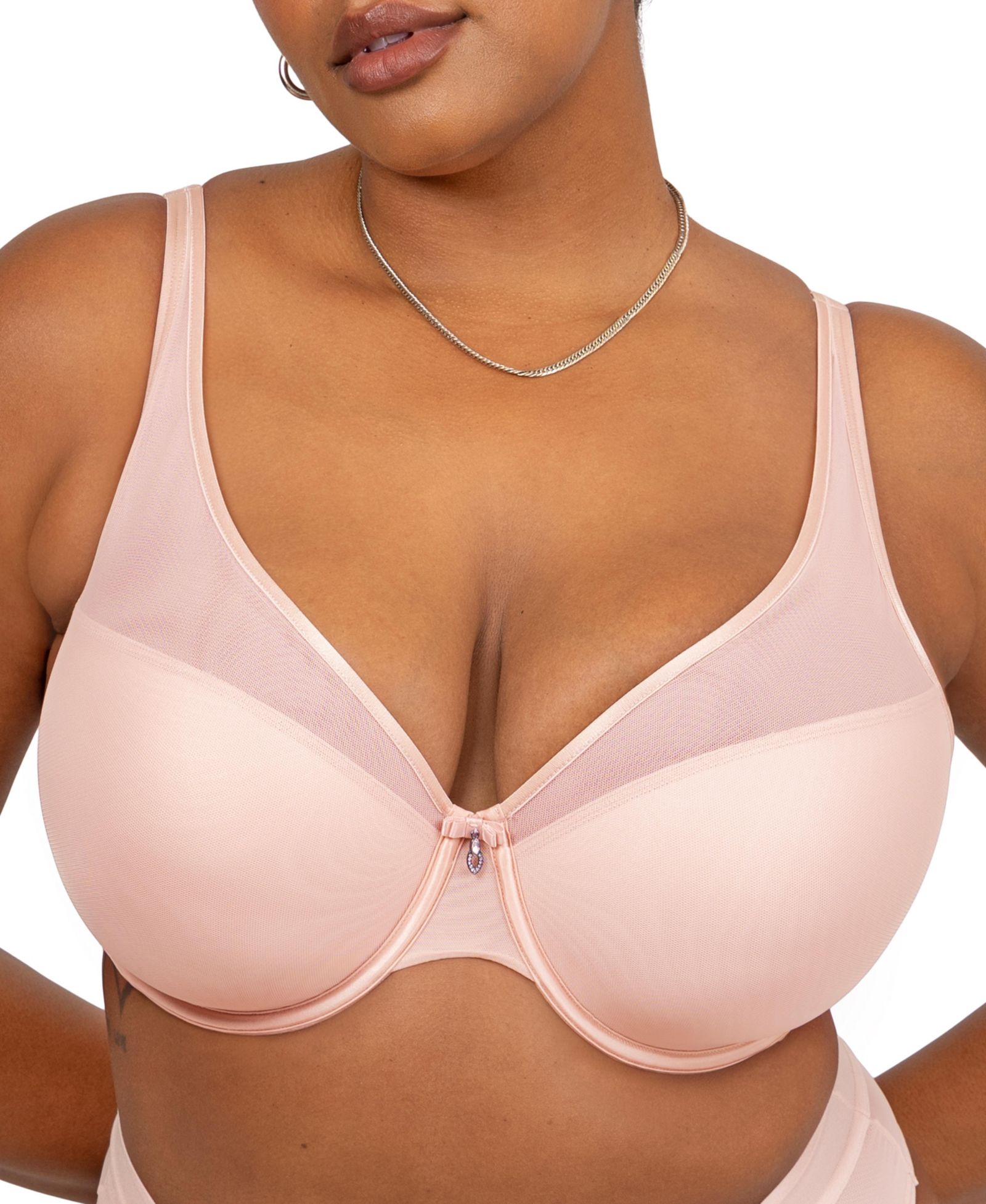 Женский бюстгальтер CURVY COUTURE Sheer Mesh Plunge T-shirt Bra