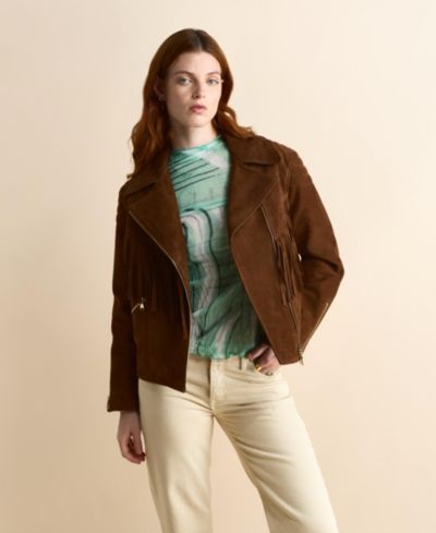 Furniq UK Women's Lara Fringe Suede Jacket