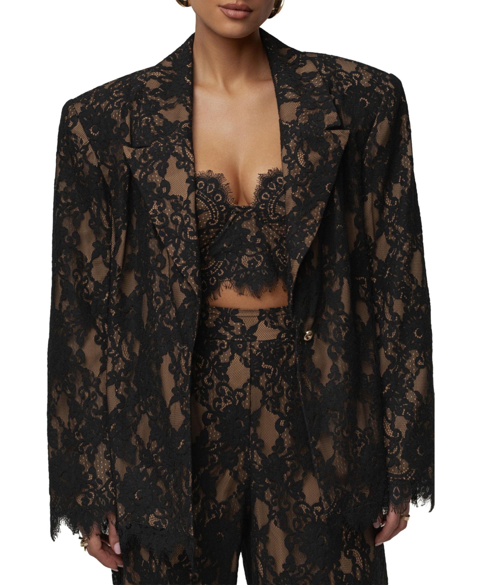 JLUXLABEL Women's Lace and Desire Blazer