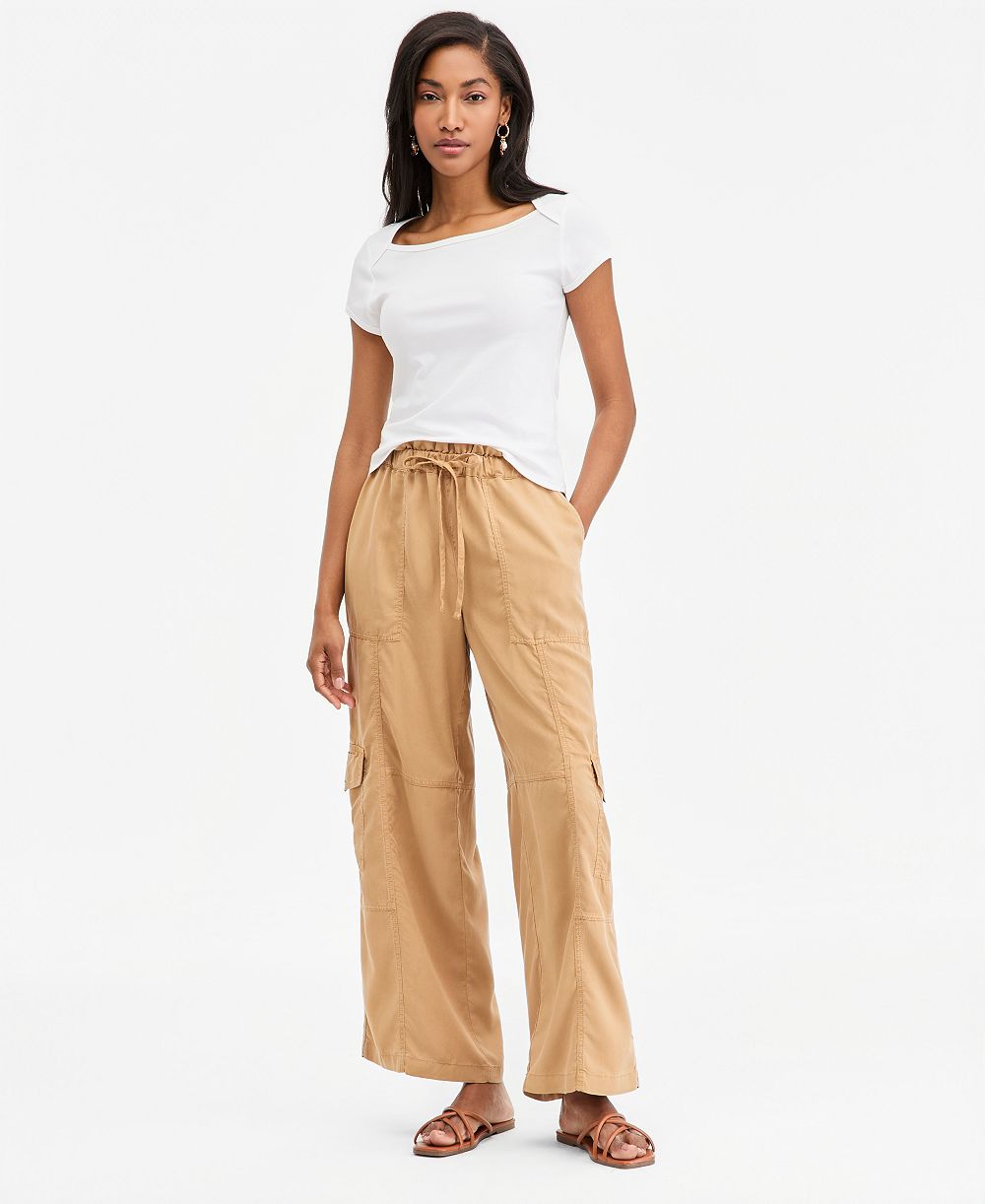 On 34th Women's Pull On Paperbag Cargo Wide Leg Pants, Macy's Exclusive