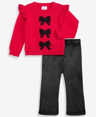 Детский комплект из свитера и брюк First Impressions Baby Girls' 3M-24M Cotton Bows