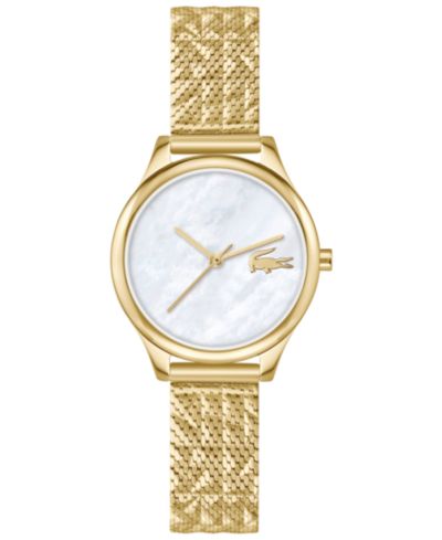 Женские часы Lacoste Crocodelle Gold Tone Stainless Steel Textured Mesh 28mm