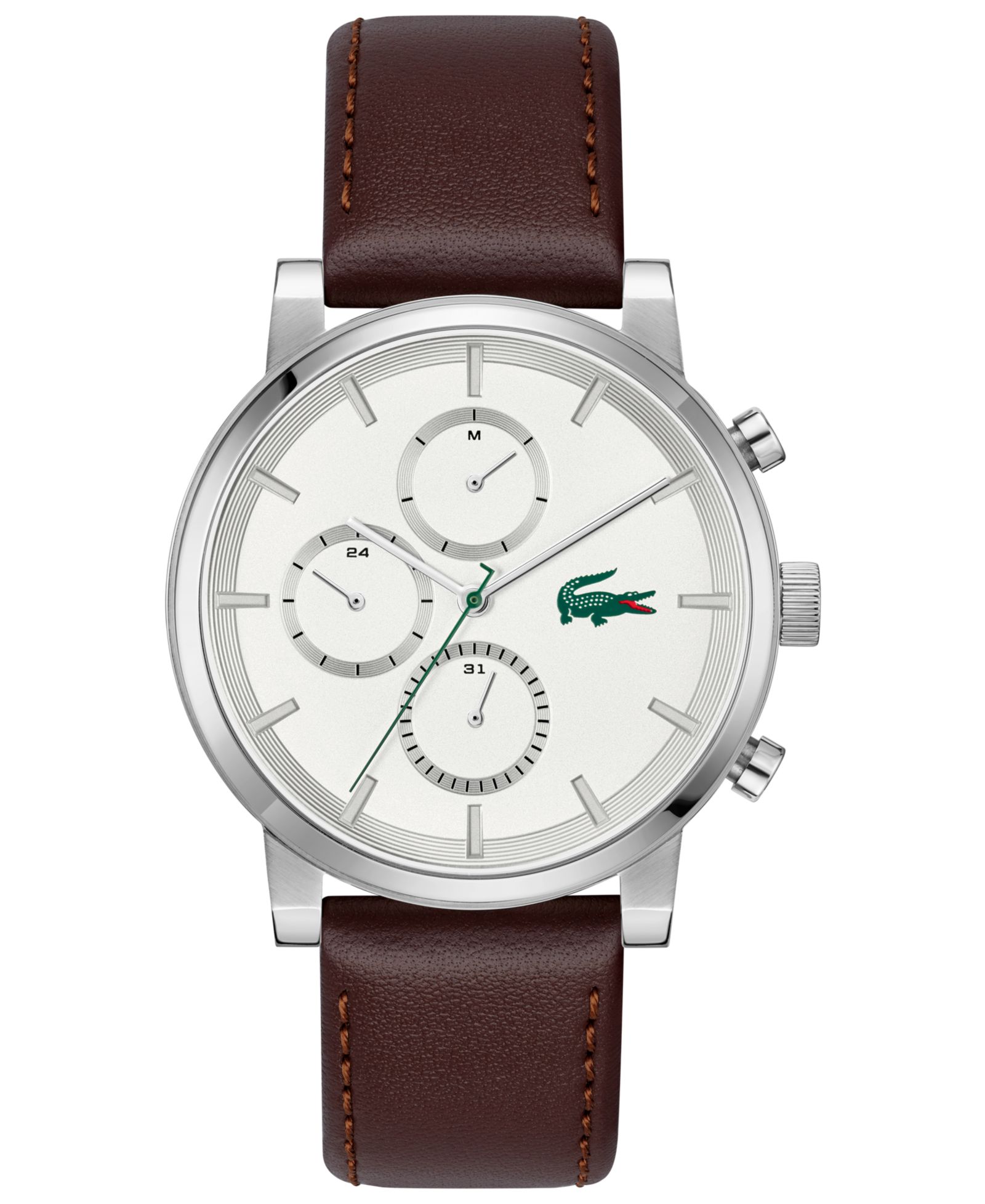 Lacoste Men's Replay Brown Leather Strap Watch, 43mm