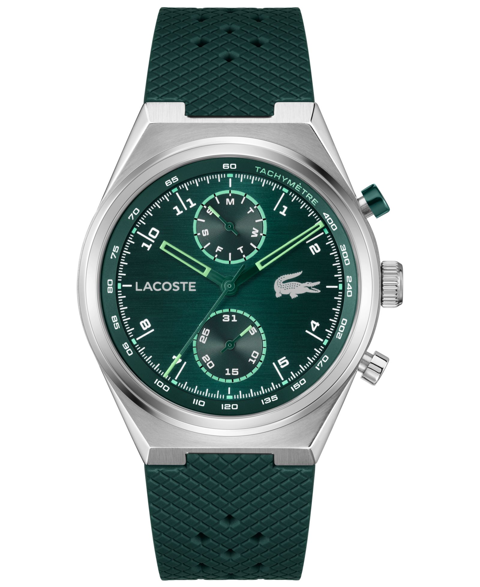 Мужские часы Lacoste Line Racer Green Silicone Strap 42mm