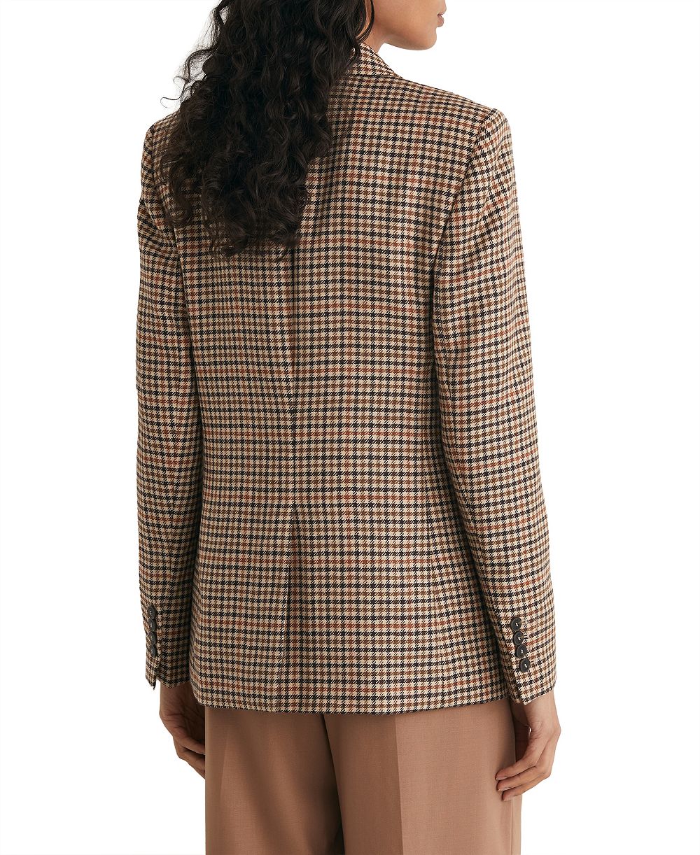 REISS Women's Willow Double-Breasted Wool Check Blazer