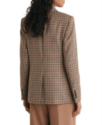 REISS Women's Willow Double-Breasted Wool Check Blazer