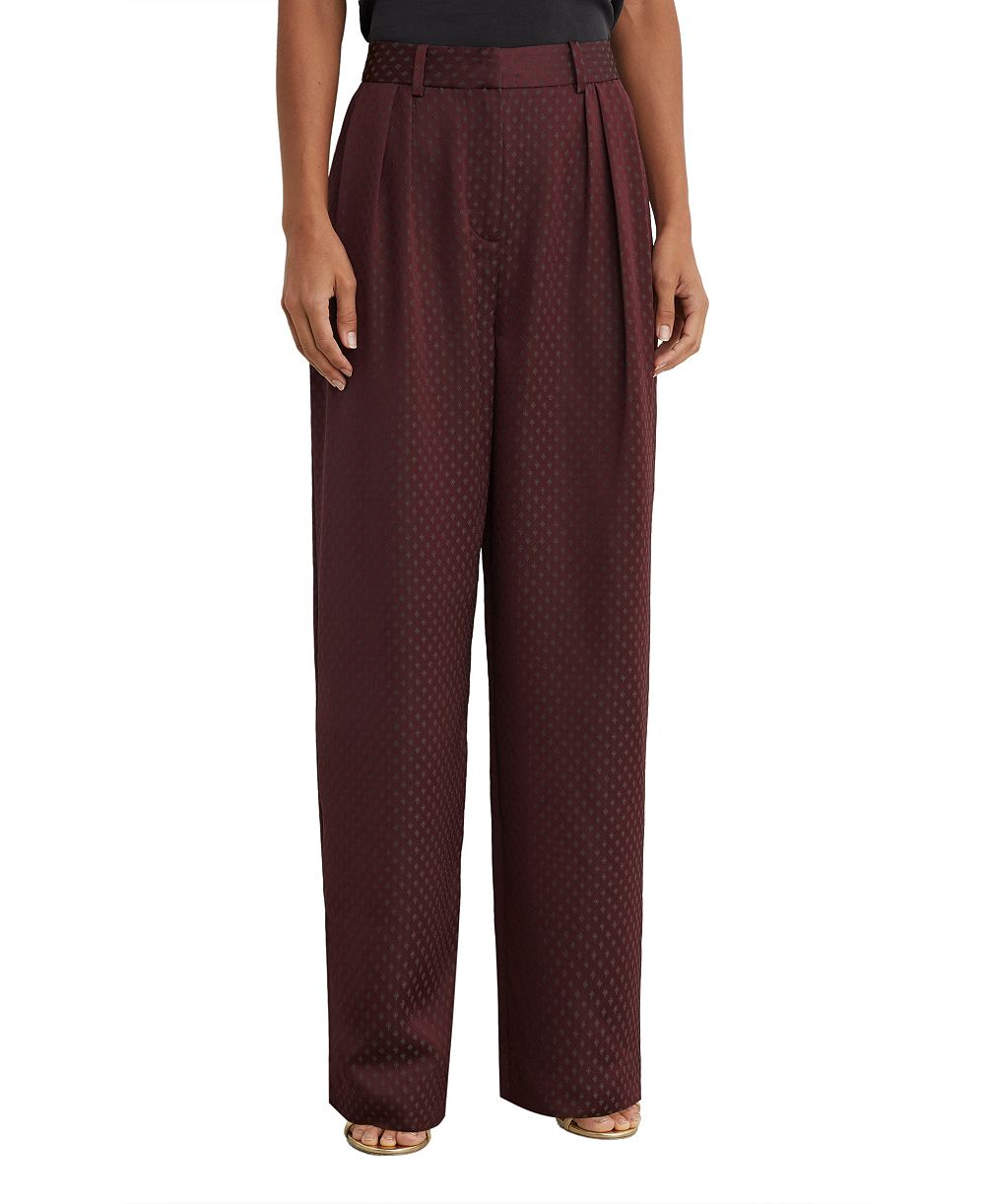 REISS Women's Tilly Double-Pleat Wide-Leg Jacquard Pants