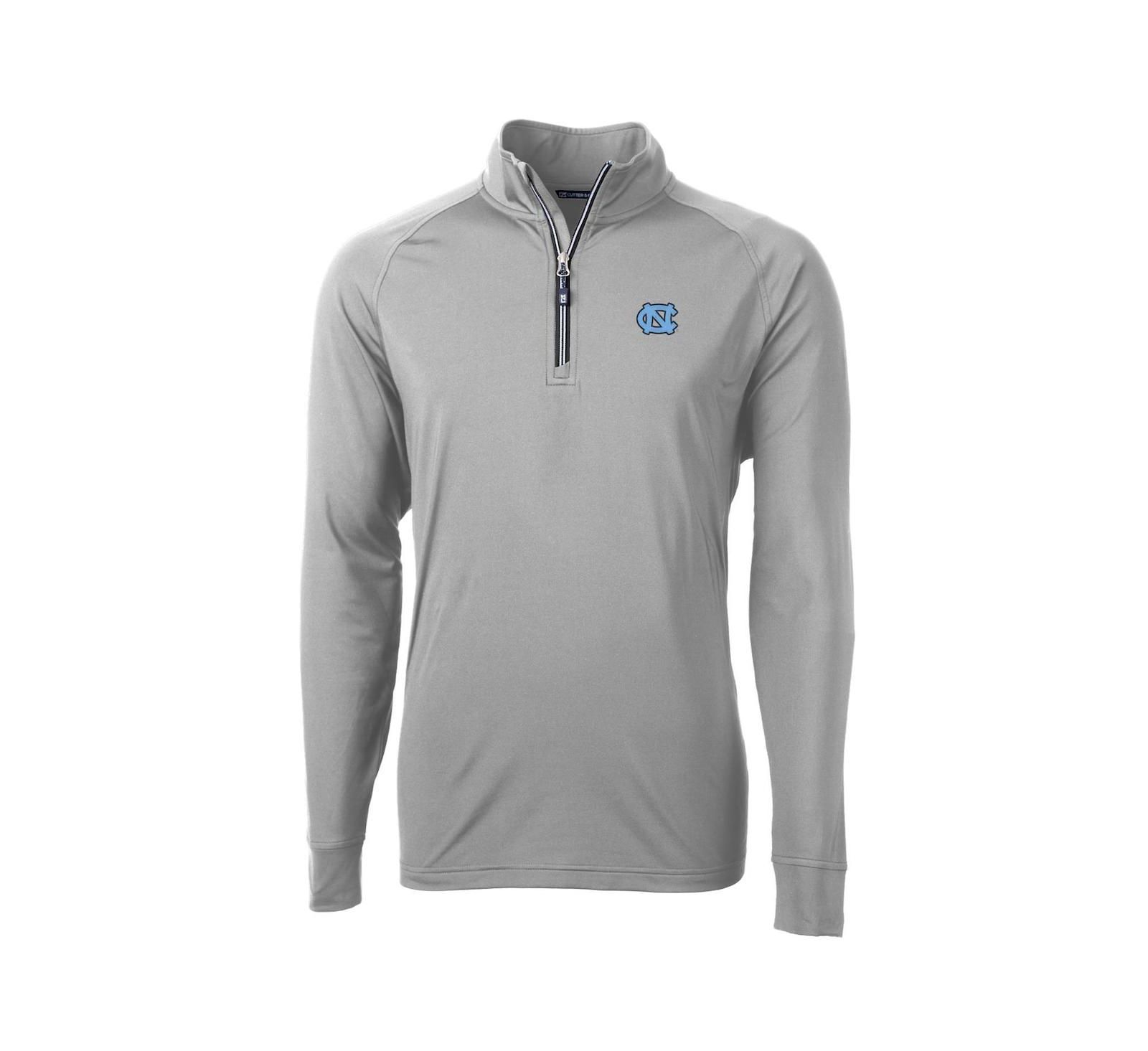Cutter & Buck Мужская кофта North Carolina Tar Heels Adapt Eco Knit с молнией на четверть, серая