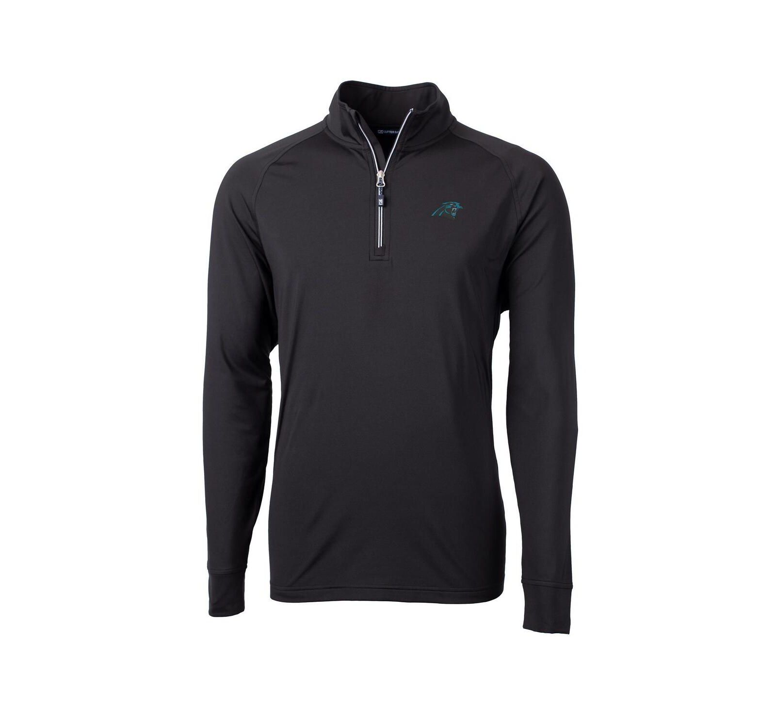Cutter & Buck Men's Black Carolina Panthers Adapt Eco Knit Quarter-Zip Pullover Jacket