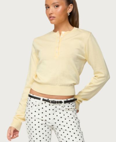Edikted Women's Yolana Henley Light Knit Sweater