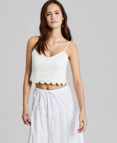 Топ And Now This Women's Cotton Crochet Cropped
