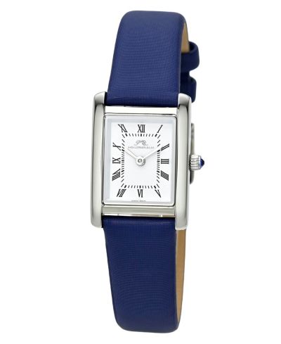 Porsamo Bleu Women's Karolina Rectangular Blue Satin Covered Genuine Leather Band Watch 30 mm