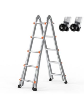 Телескопическая лестница Mecale 17 ft A-Frame, алюминиевая многофункциональная раздвижная, грузоподъемность 330 lb