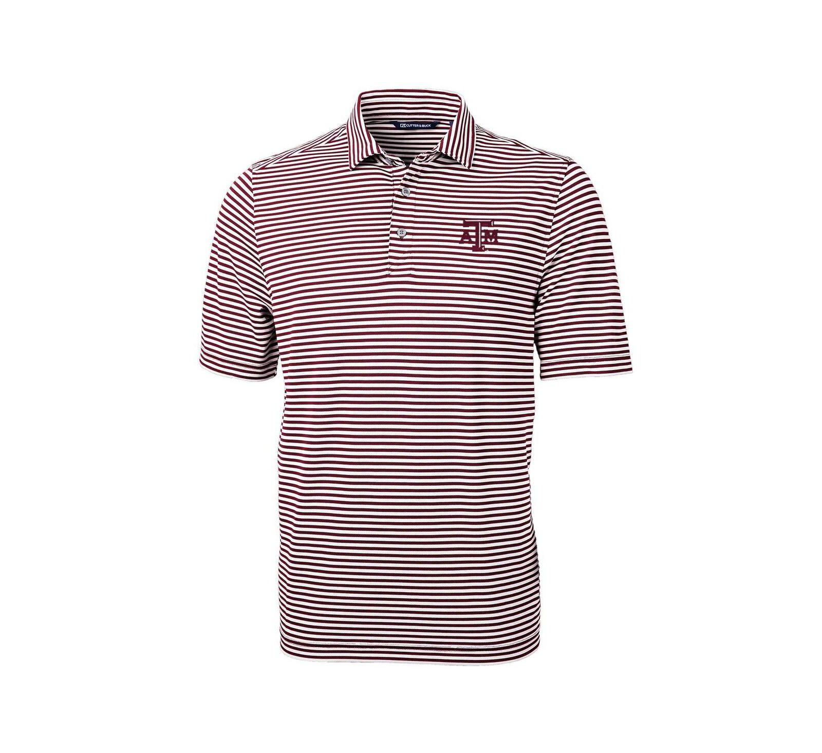 Cutter & Buck Мужская поло рубашка Maroon Texas A&M Aggies Virtue Eco Pique Stripe