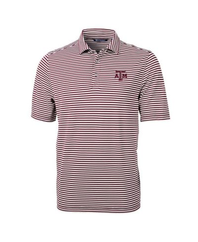 Cutter & Buck Мужская поло рубашка Maroon Texas A&M Aggies Virtue Eco Pique Stripe