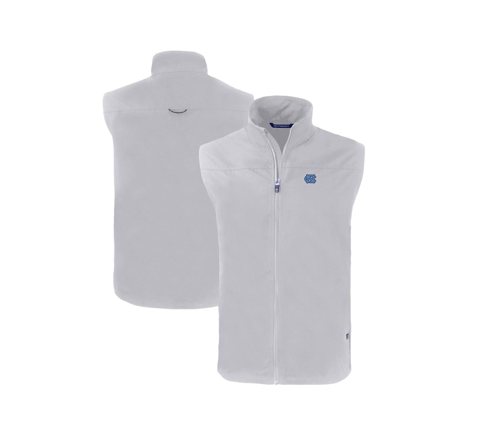 Cutter & Buck Men's Gray North Carolina Tar Heels Charter Eco Full-Zip Vest
