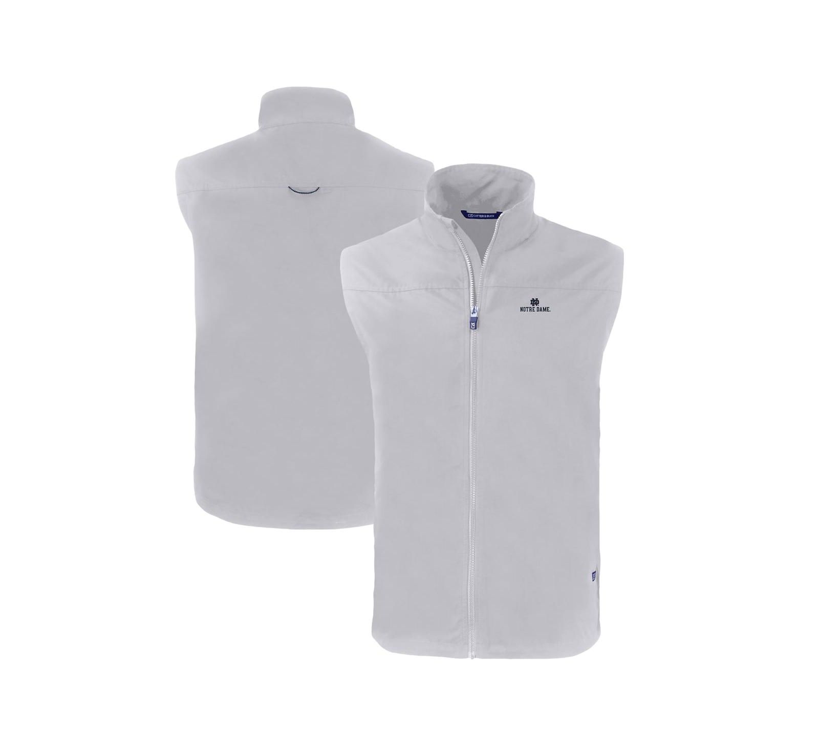Cutter & Buck Men's Gray Notre Dame Fighting Irish Charter Eco Full-Zip Vest