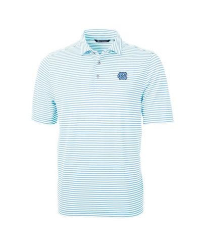 Мужская рубашка-поло Cutter & Buck Carolina Blue North Carolina Tar Heels Virtue Eco Pique Stripe