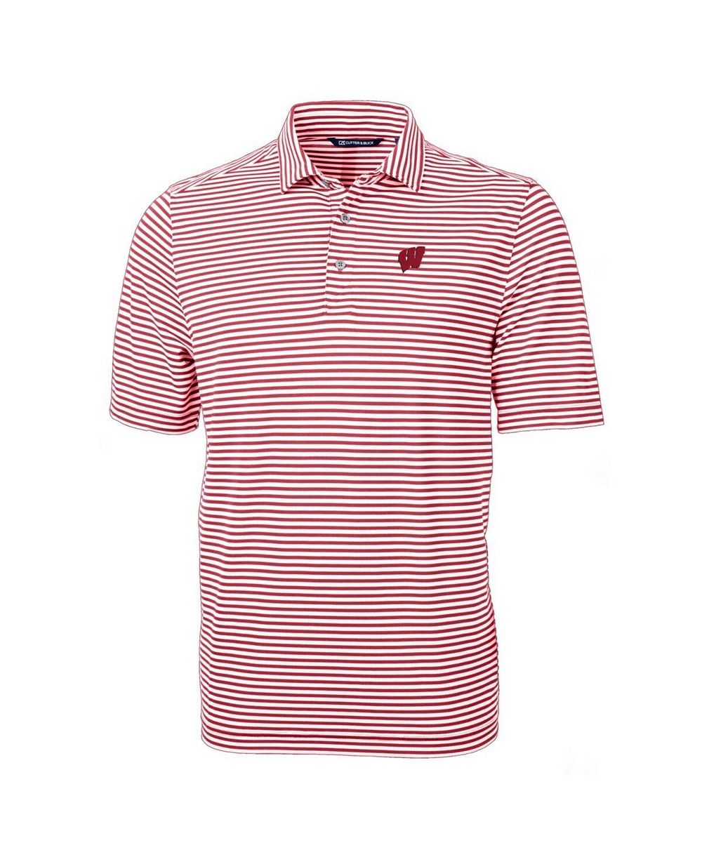 Cutter & Buck мужская поло рубашка Virtue Eco Pique Stripe, красная, Wisconsin Badgers