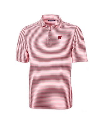 Cutter & Buck мужская поло рубашка Virtue Eco Pique Stripe, красная, Wisconsin Badgers