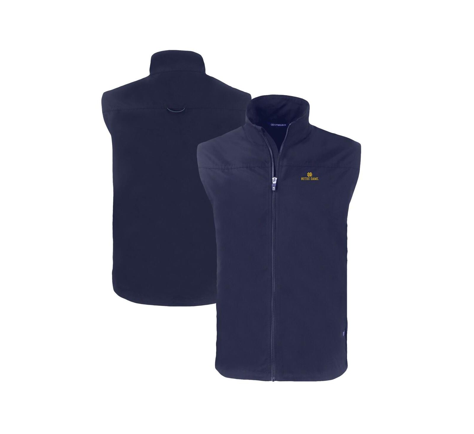 Cutter & Buck Men's Navy Notre Dame Fighting Irish Charter Eco Full-Zip Vest