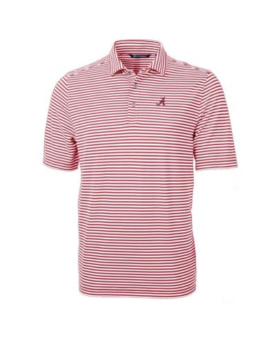 Cutter & Buck Men's Crimson Alabama Crimson Tide Virtue Eco Pique Stripe Polo Shirt