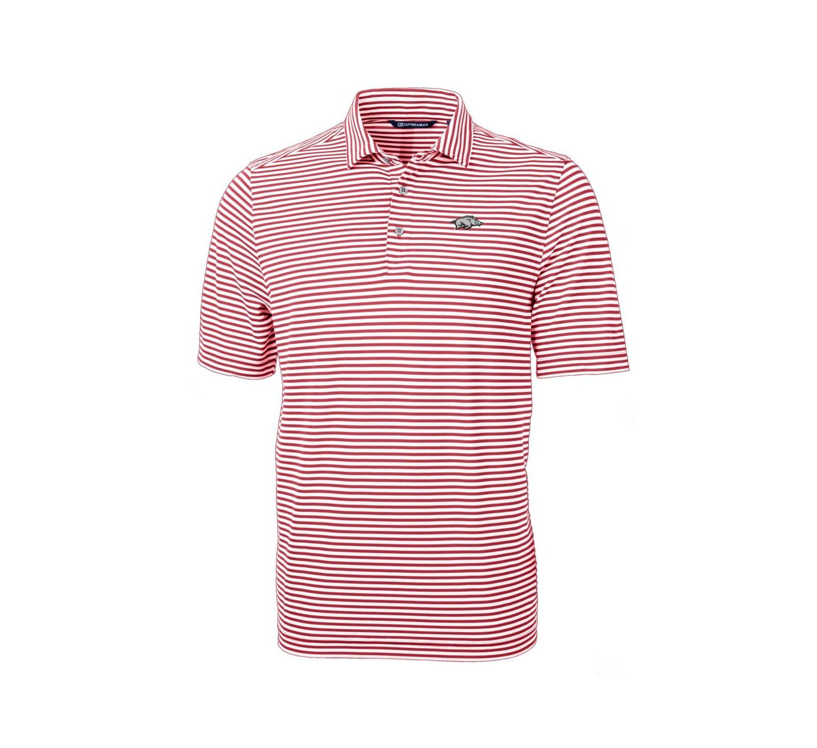 Cutter & Buck Men's Cardinal Arkansas Razorbacks Virtue Eco Pique Stripe Polo Shirt