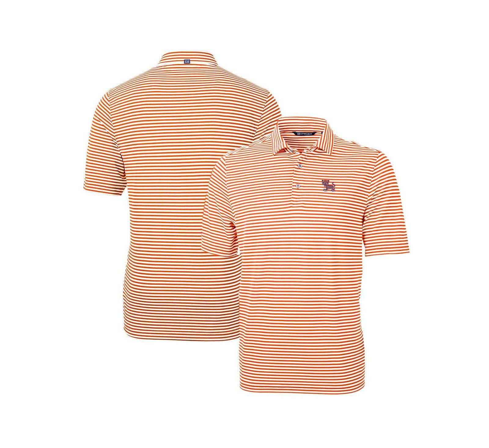 Cutter & Buck Men's Orange Clemson Tigers Throwback Logo Virtue Eco Pique Stripe Polo Shirt
