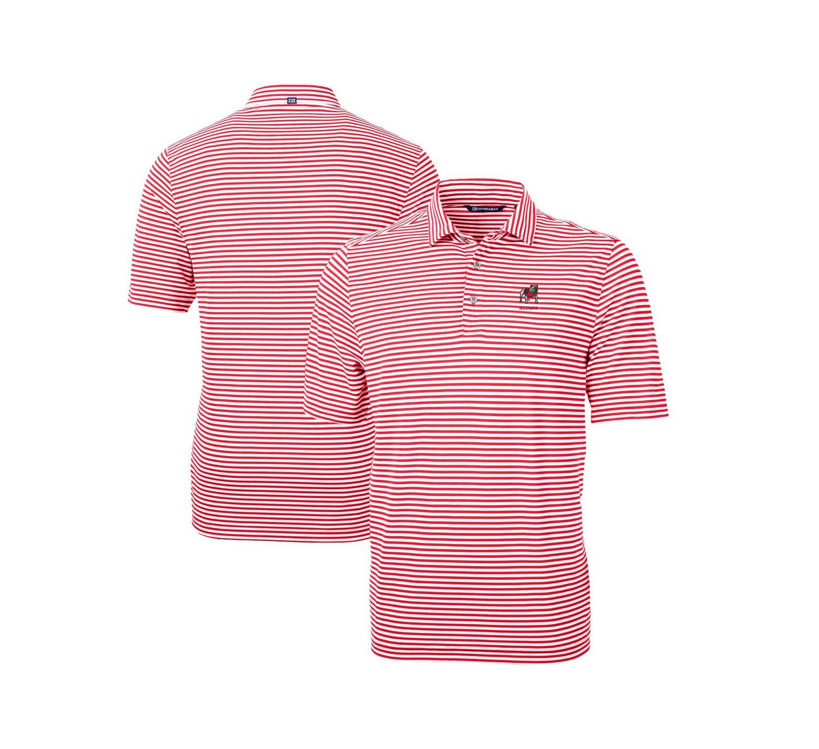 Cutter & Buck Men's Red Georgia Bulldogs Alumni Logo Virtue Eco Pique Stripe Polo Shirt