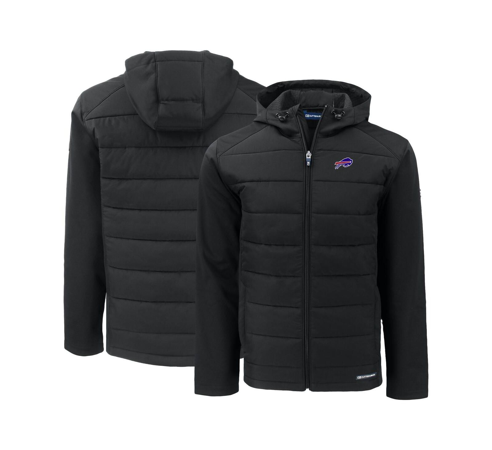Cutter & Buck Men's Black Buffalo Bills Evoke PrimaLoft Hybrid Eco Softshell Full-Zip Hooded Jacket
