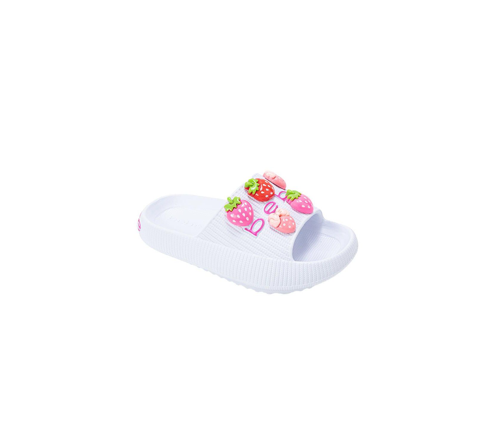 Bebe Girls Girls  EVA Slide - Lightweight Comfy Slide Sandals with Strawberry Charms