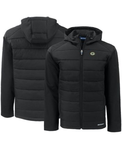 Cutter & Buck Men's Black Green Bay Packers Evoke PrimaLoft Hybrid Eco Softshell Full-Zip Hooded Jacket