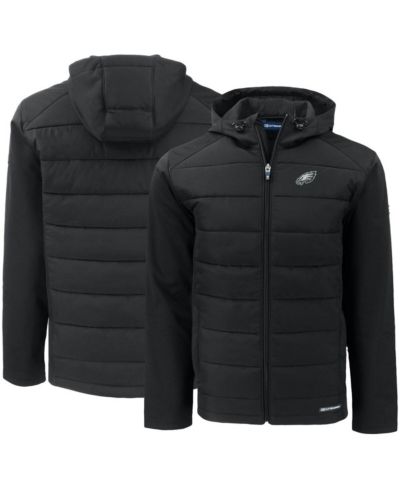 Cutter & Buck Men's Black Philadelphia Eagles Evoke PrimaLoft Hybrid Eco Softshell Full-Zip Hooded Jacket
