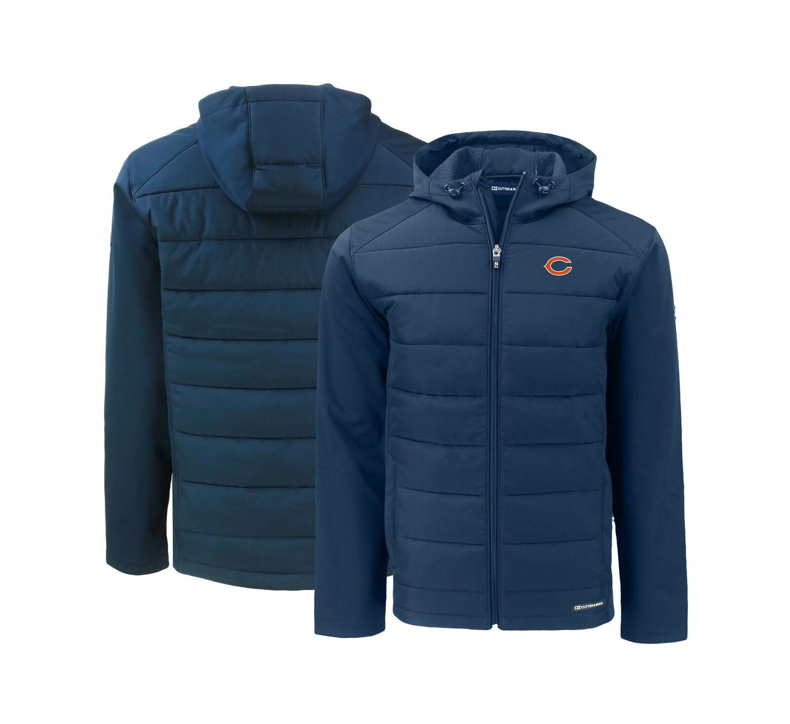 Мужская куртка Cutter & Buck Chicago Bears Evoke PrimaLoft Hybrid Eco Softshell с капюшоном и молнией, темно-синяя