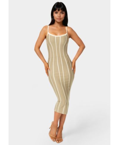 Bebe Women's Stripe Knit Bodycon Midi Dress