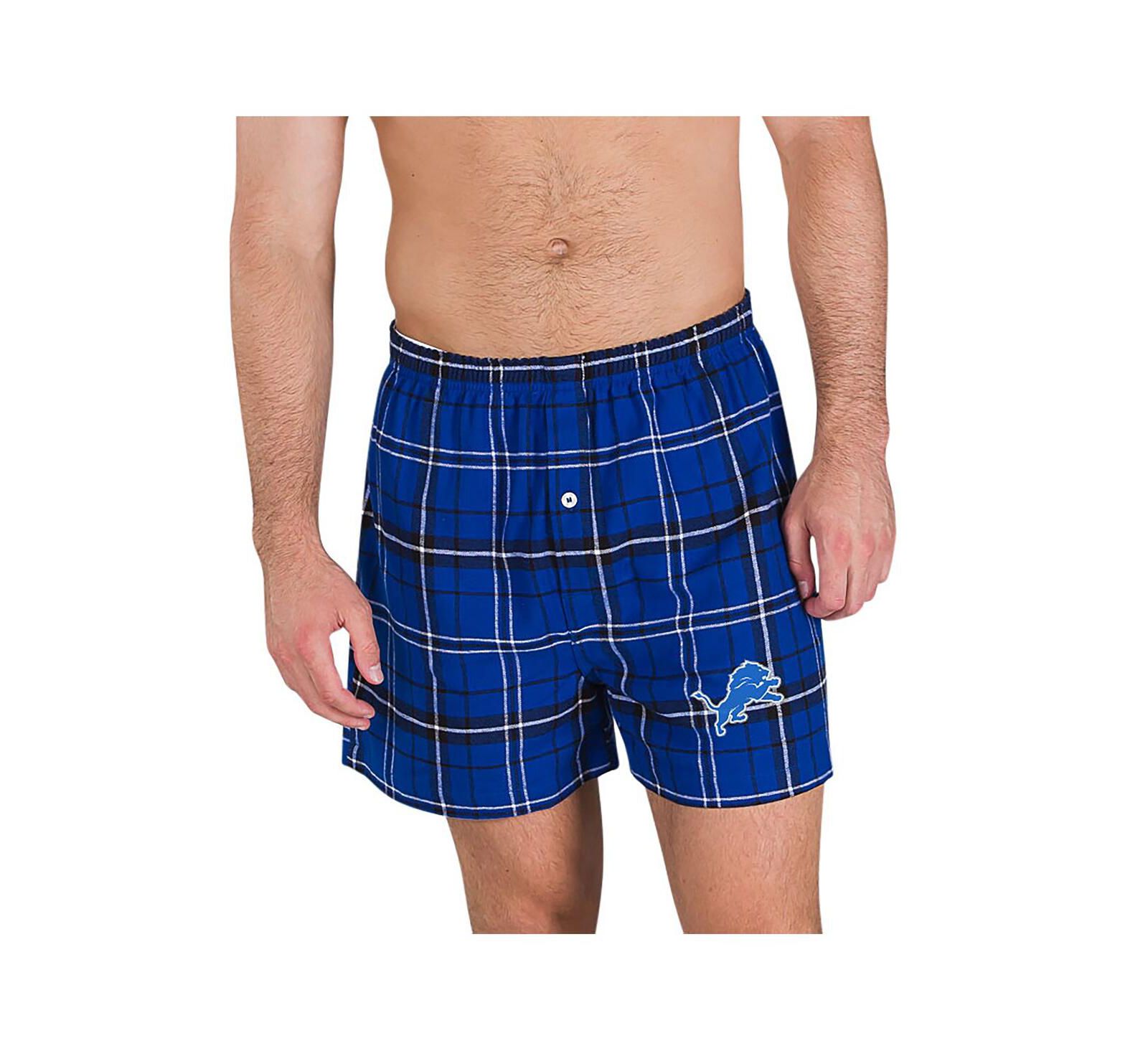 Concepts Sport Men's Blue/Black Detroit Lions Ultimate Flannel Boxers