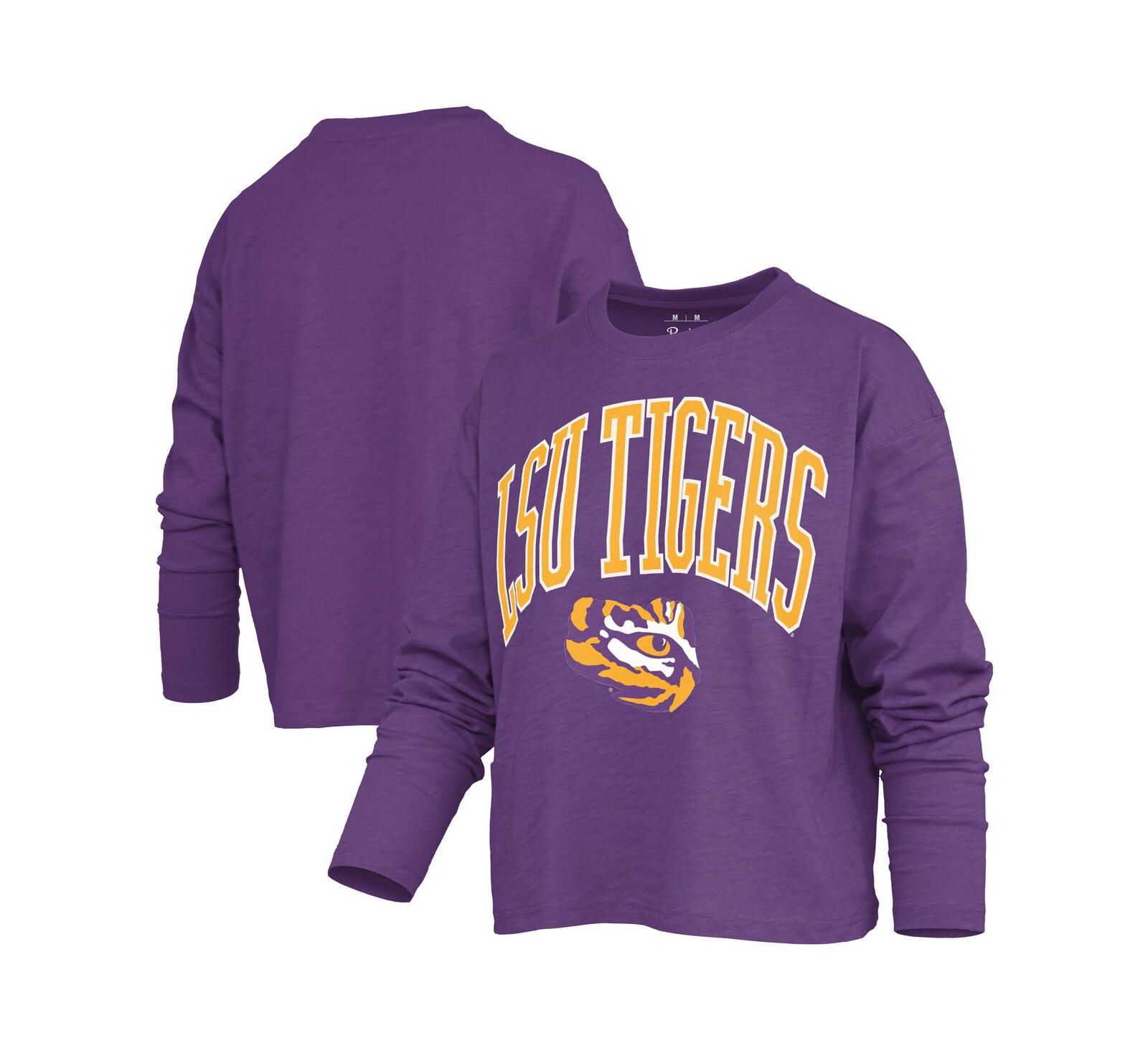 Pressbox Women's Purple LSU Tigers Motley Boxy Waist-Length Long Sleeve T-Shirt
