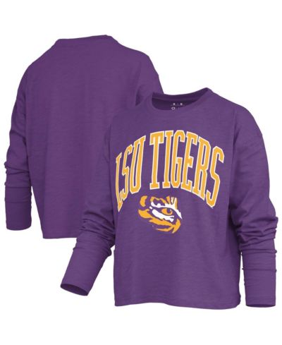 Pressbox Women's Purple LSU Tigers Motley Boxy Waist-Length Long Sleeve T-Shirt