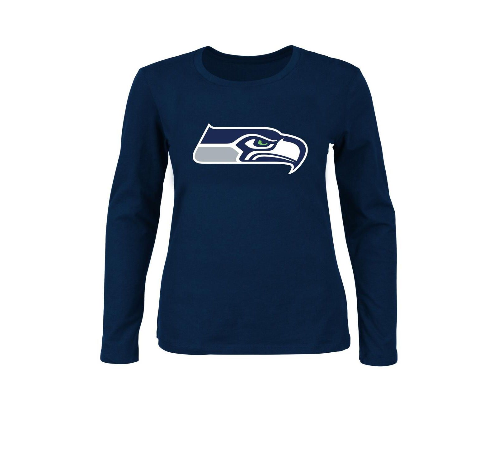 Женская футболка Fanatics College Navy Seattle Seahawks Plus Size Long Sleeve