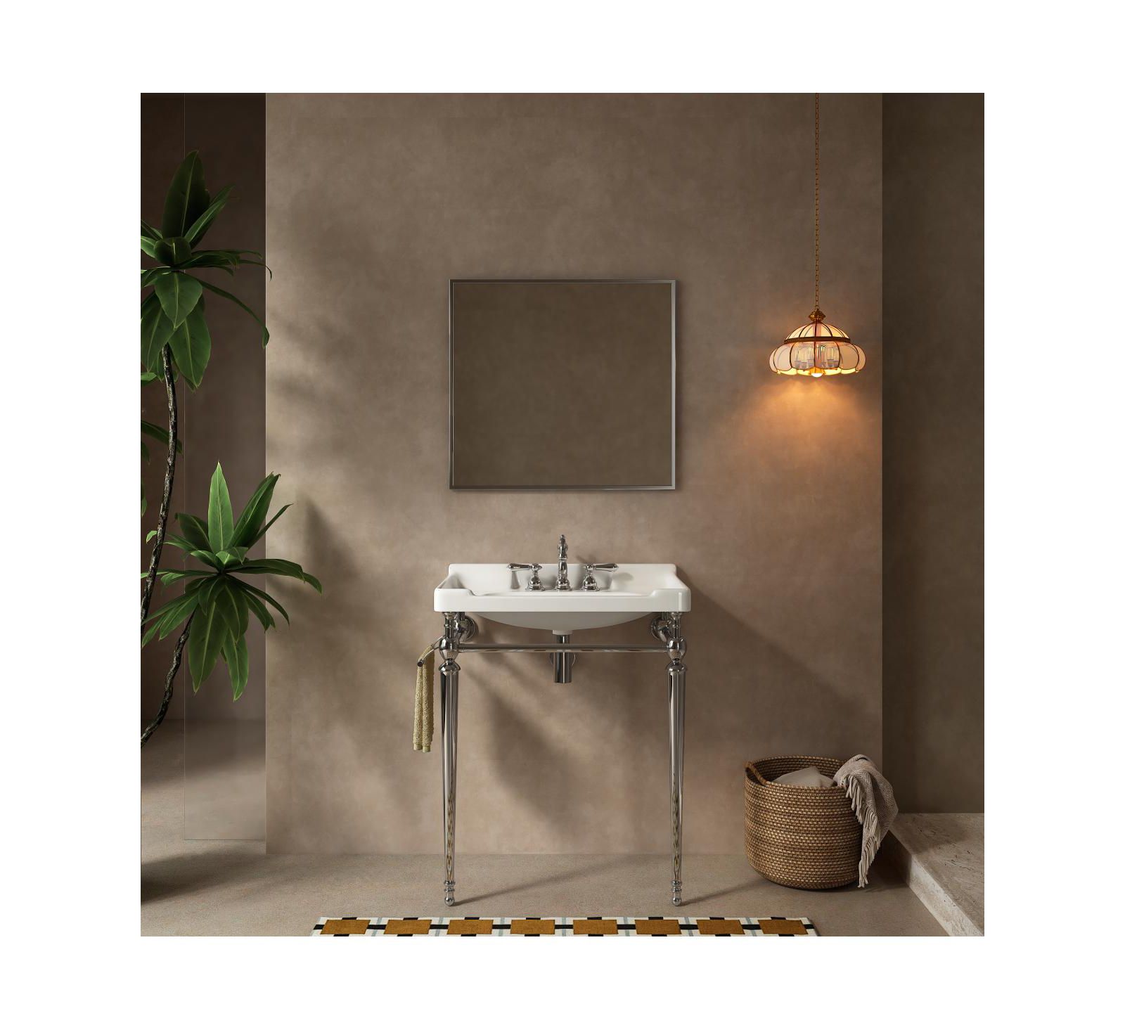 Sillysis 28" Bathroom Console Sink with Vanity, Wall Mounted Basin & Silver Stainless Steel Legs, Towel Bar Included-Sillysis