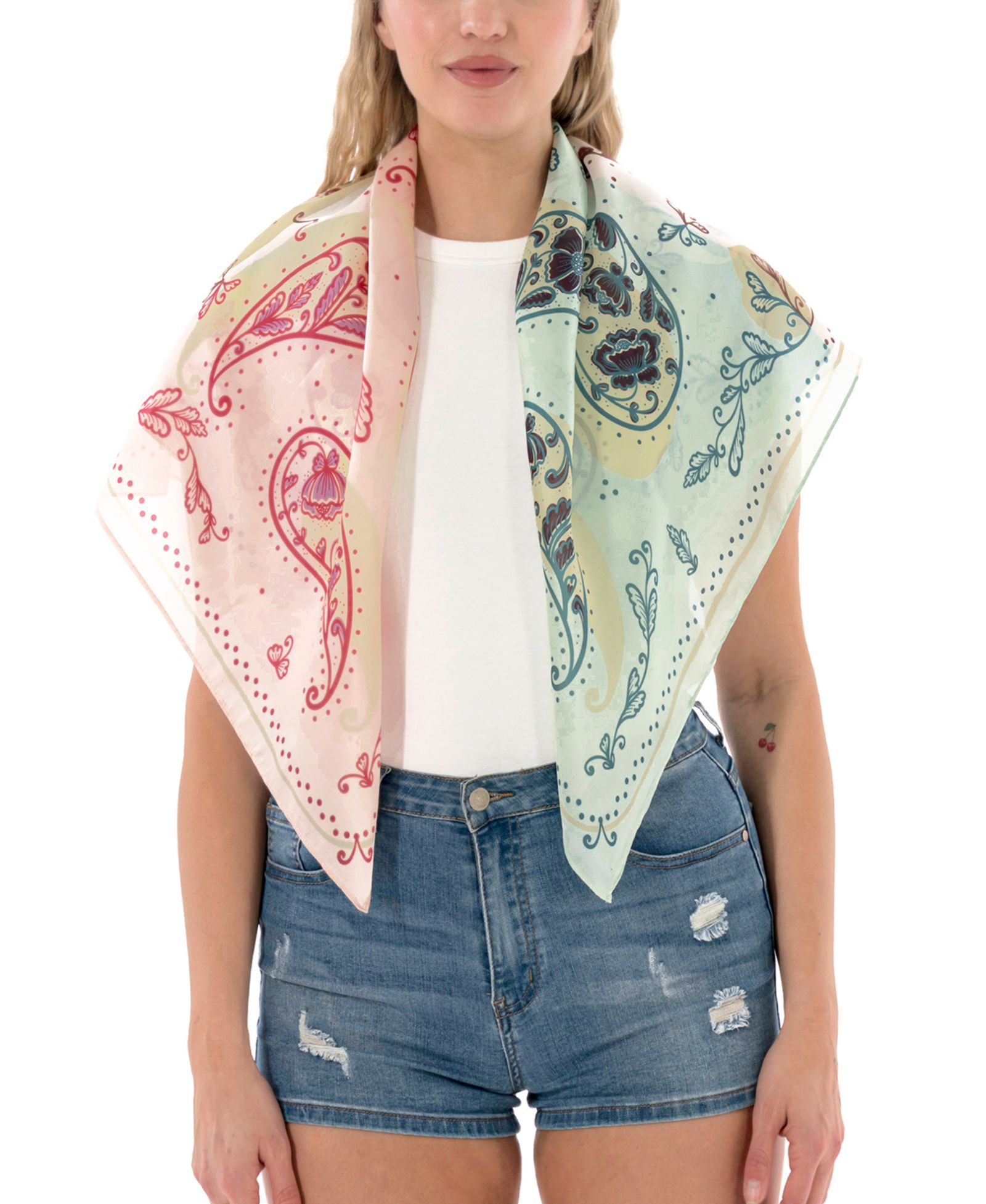 Marcus Adler Satin Paisley Square Scarf