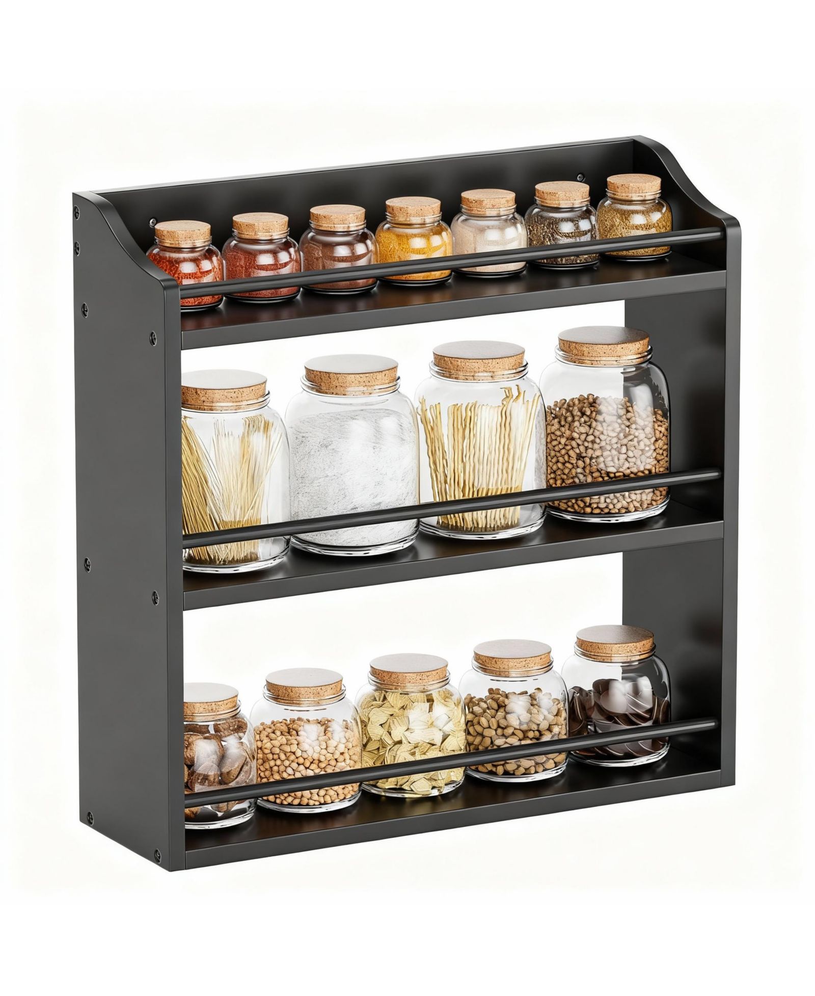 YIGII 3-Tier Bamboo Spice Rack: Saves Space, Organizes Kitchen, Bathroom
