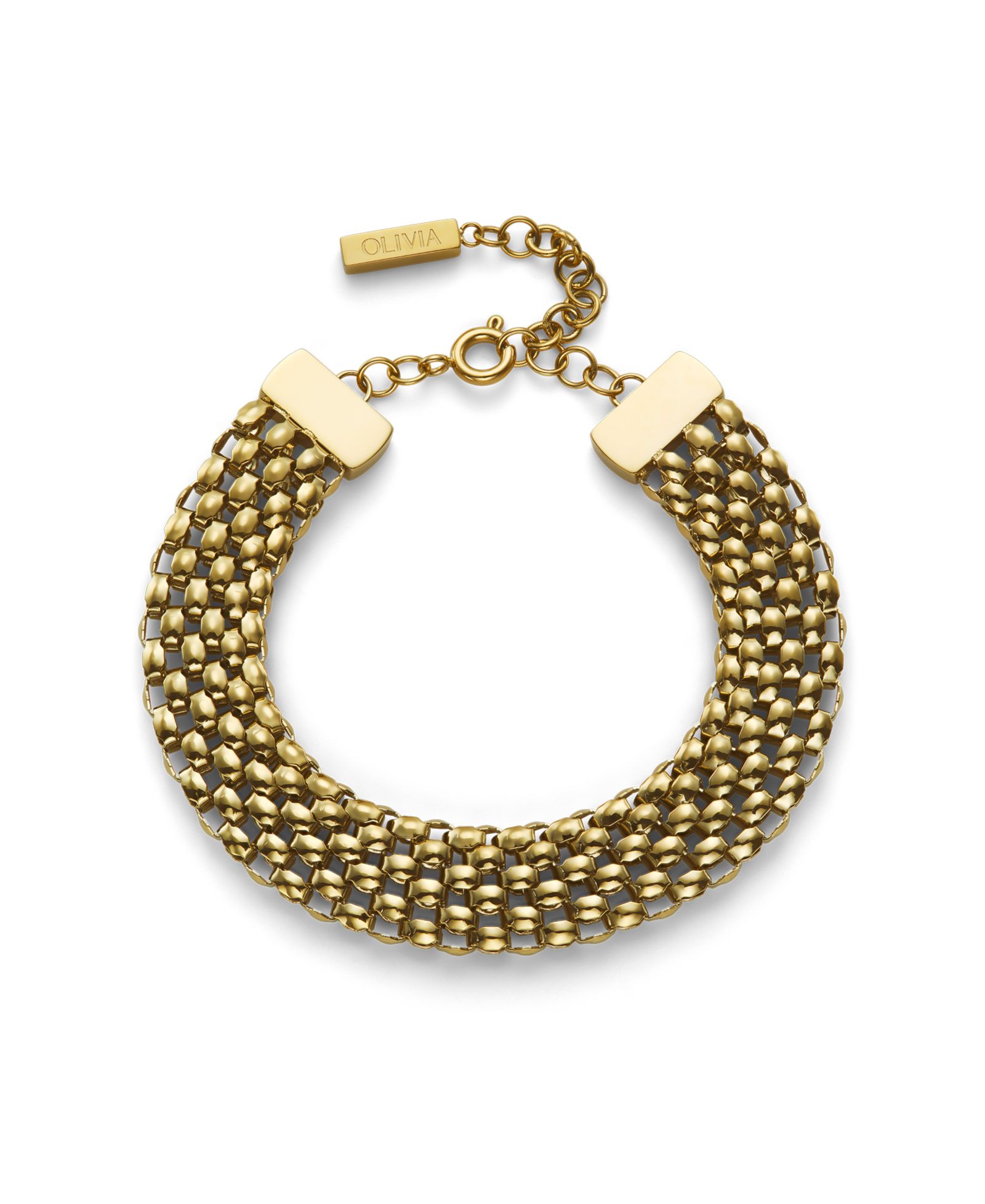 Olivia Burton Women's Chequerboard Link Gold Tone Stainless Steel Bracelet