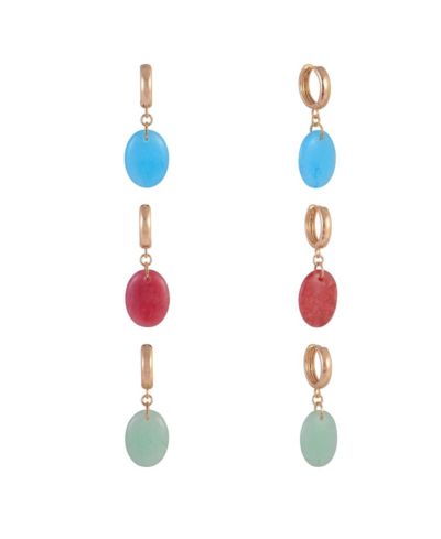 RACHEL Rachel Roy Trio Earring Set with Oval Semi Precious Stone Drops