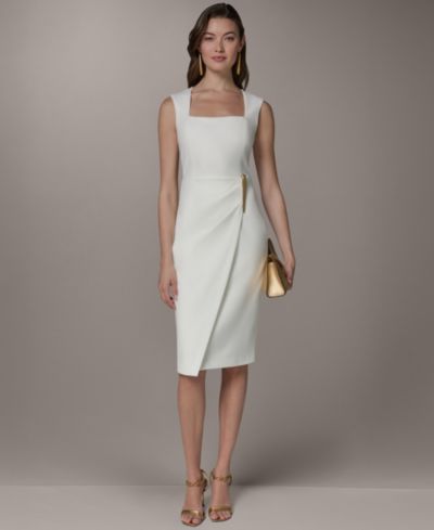 Женское платье миди с квадратным вырезом и без рукавов от Donna Karan New York
