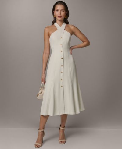 Donna Karan New York Женское платье миди А-силуэта с halter-вырезом