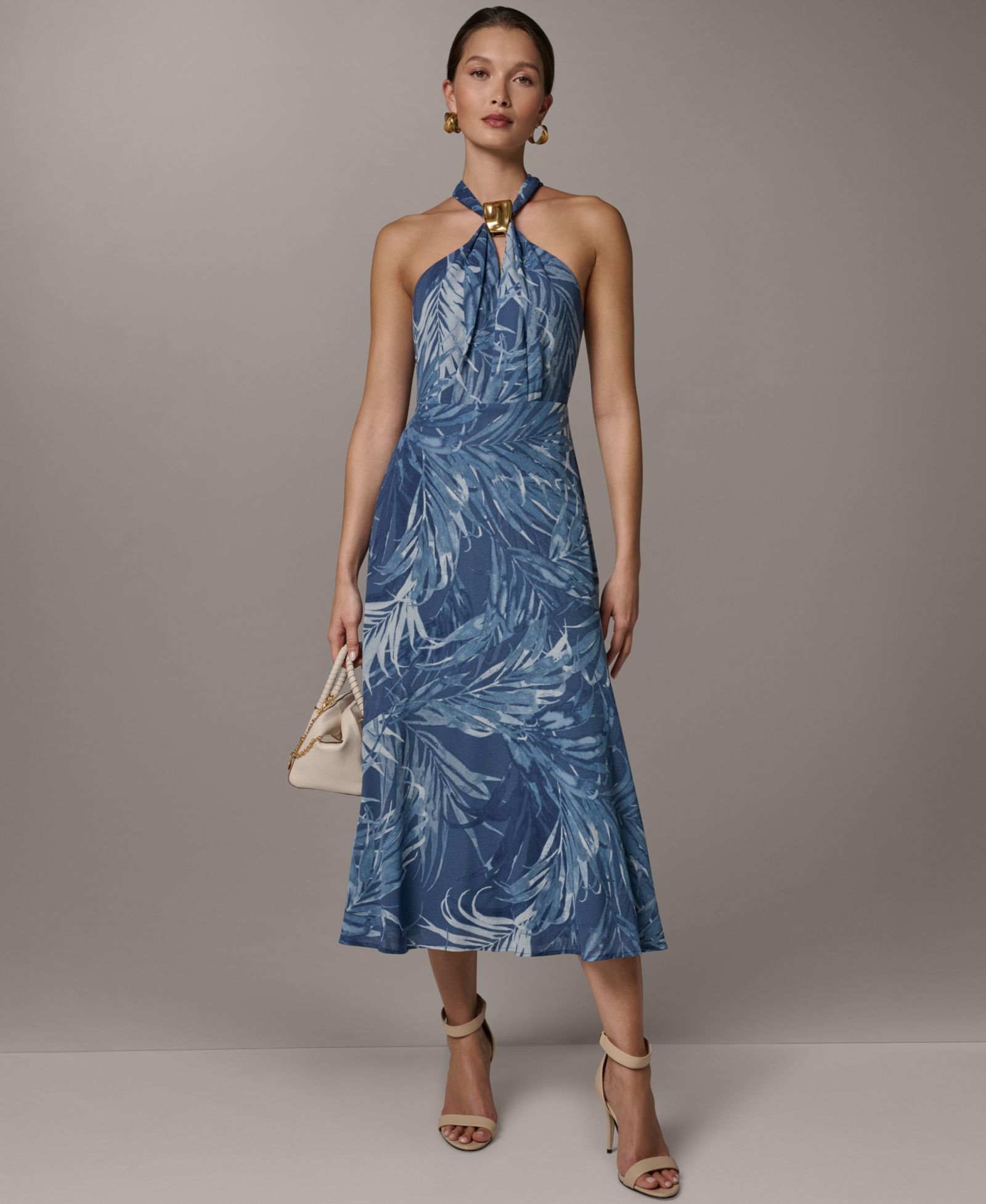 Женское миди-платье Donna Karan New York Halter Chiffon A-Line Sleeveless