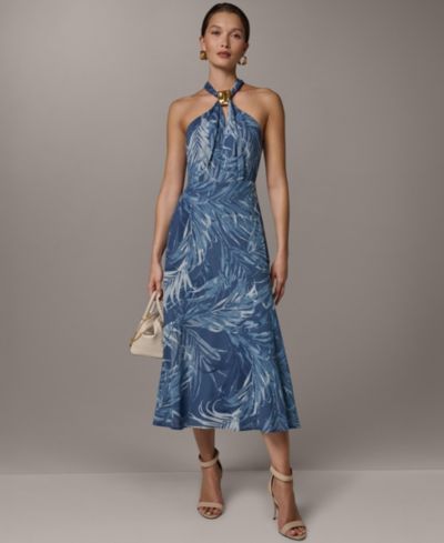 Женское миди-платье Donna Karan New York Halter Chiffon A-Line Sleeveless